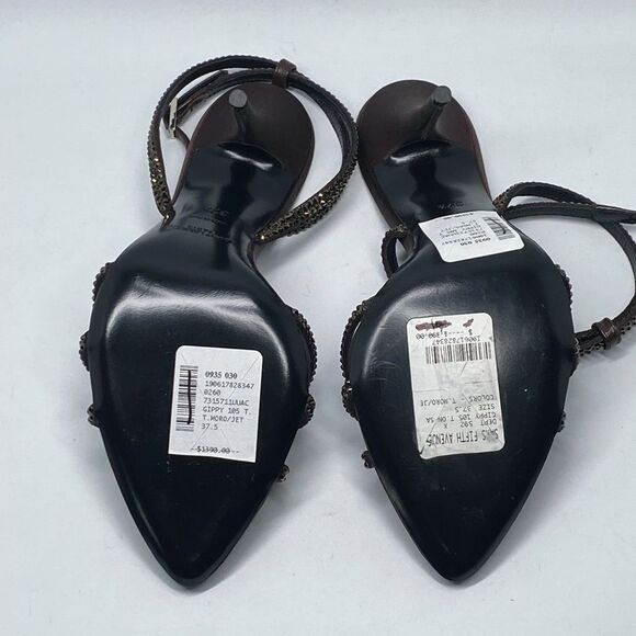 Saint Laurent Ava Sandals in Crepe Satin with Rhinestones size 37.5 - Picture 14 of 16